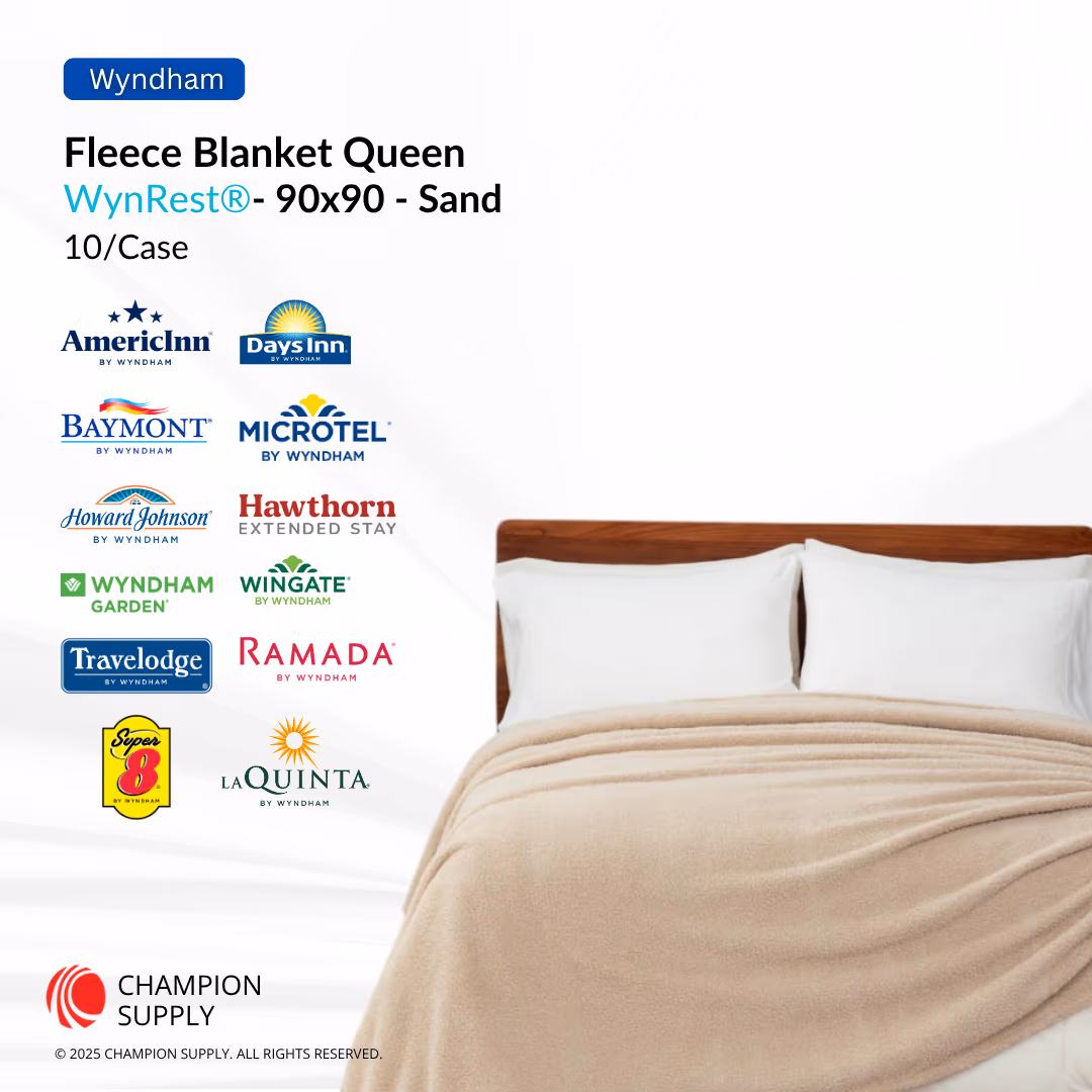 Wynrest Fleece Blanket Queen 90x90 Sand, Case of 10